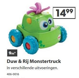 Aanbiedingen Duw + rij monstertruck - Fisher-Price - Geldig van 23/10/2017 tot 05/12/2017 bij Top1Toys