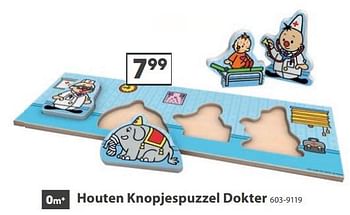 Aanbiedingen Houten knopjespuzzel dokter - Bumba - Geldig van 23/10/2017 tot 05/12/2017 bij Top1Toys