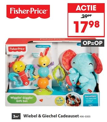 Aanbiedingen Wiebel + giechel cadeauset - Fisher-Price - Geldig van 23/10/2017 tot 05/12/2017 bij Top1Toys