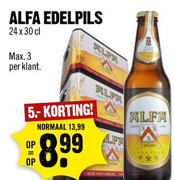 Aanbiedingen Alfa edelpils - Alfa - Geldig van 12/11/2017 tot 18/11/2017 bij Dirk III