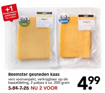 Aanbiedingen Beemster gesneden kaas - Beemster - Geldig van 12/11/2017 tot 18/11/2017 bij Em-té