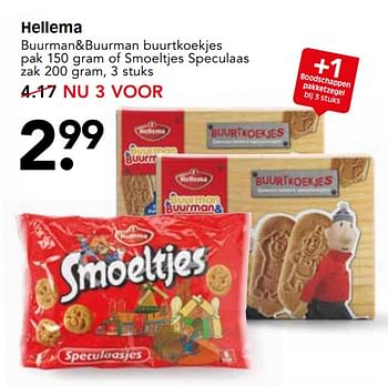 Aanbiedingen Hellema buurman+buurman buurtkoekjes of smoeltjes speculaas - Hellema - Geldig van 12/11/2017 tot 18/11/2017 bij Em-té