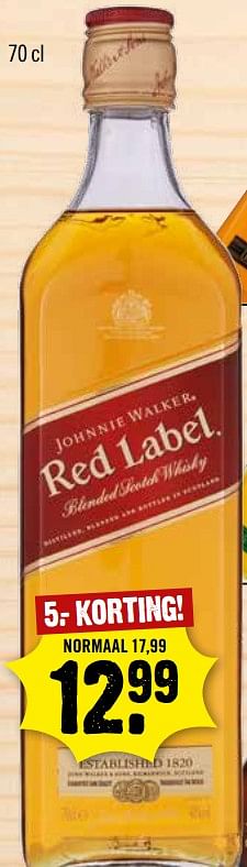 Aanbiedingen Johnnie walker red label - Johnnie Walker - Geldig van 12/11/2017 tot 18/11/2017 bij Dirk III