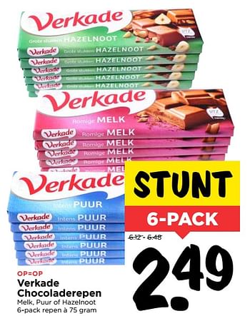 Aanbiedingen Verkade chocoladerepen melk, puur of hazelnoot - Verkade - Geldig van 12/11/2017 tot 18/11/2017 bij Vomar