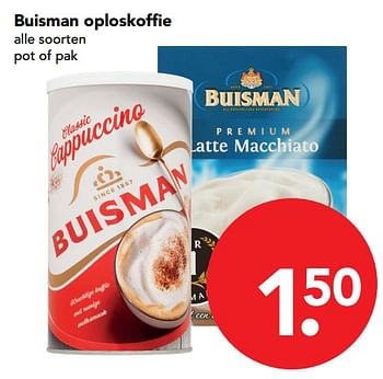 Aanbiedingen Buisman oploskoffie - Buisman - Geldig van 12/11/2017 tot 18/11/2017 bij Deen Supermarkten