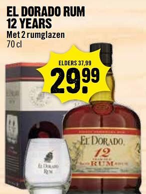 Aanbiedingen El dorado rum 12 years met 2 rumglazen - Eldorado - Geldig van 12/11/2017 tot 31/12/2017 bij Dirk III