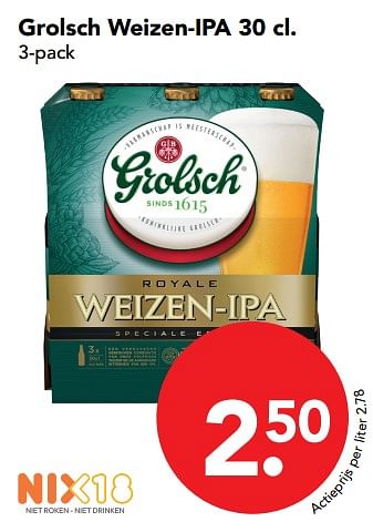 Aanbiedingen Grolsch weizen-ipa - Grolsch - Geldig van 12/11/2017 tot 18/11/2017 bij Deen Supermarkten