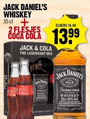 Aanbiedingen Jack daniel`s whiskey + 2 flesjes coca cola - Huismerk - Dirk III - Geldig van 12/11/2017 tot 31/12/2017 bij Dirk III