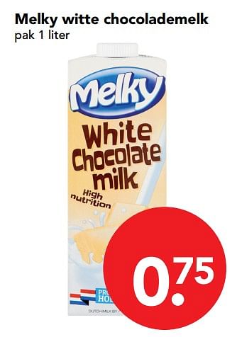 Aanbiedingen Melky witte chocolademelk - Melky - Geldig van 12/11/2017 tot 18/11/2017 bij Deen Supermarkten