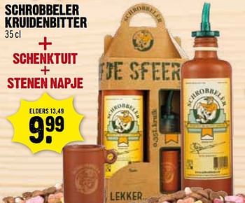 Aanbiedingen Schrobbeler kruidenbitter + schenktuit + stenen napje - Schrobbeler - Geldig van 12/11/2017 tot 31/12/2017 bij Dirk III