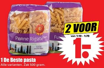 Aanbiedingen 1 de beste pasta - 1 de beste - Geldig van 12/11/2017 tot 19/11/2017 bij Lekker Doen