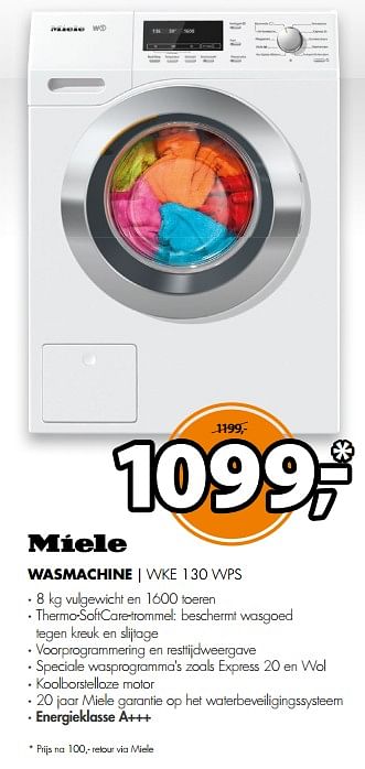 Aanbiedingen Miele wasmachine wke 130 wps - Miele - Geldig van 12/11/2017 tot 19/11/2017 bij Expert