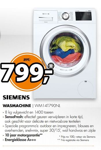 Aanbiedingen Siemens wasmachine wm14t790nl - Siemens - Geldig van 12/11/2017 tot 19/11/2017 bij Expert
