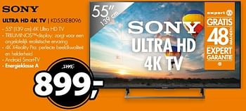 Aanbiedingen Sony ultra hd 4k tv kd55xe8096 - Sony - Geldig van 12/11/2017 tot 19/11/2017 bij Expert