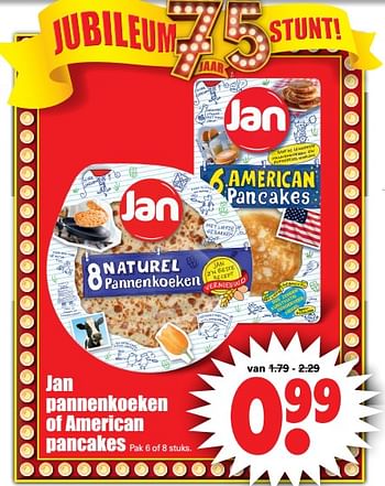 Aanbiedingen Jan pannenkoeken of american pancakes - Jan - Geldig van 12/11/2017 tot 19/11/2017 bij Lekker Doen