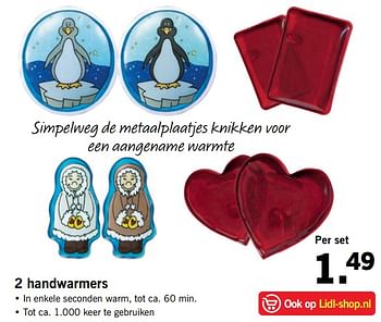 Aanbiedingen 2 handwarmers - Huismerk - Lidl - Geldig van 13/11/2017 tot 19/11/2017 bij Lidl