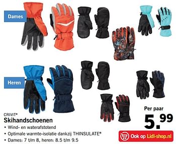 Aanbiedingen Crivit skihandschoenen - Crivit - Geldig van 13/11/2017 tot 19/11/2017 bij Lidl
