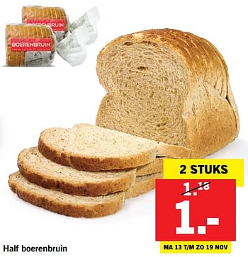 Aanbiedingen Half boerenbruin - Huismerk - Lidl - Geldig van 13/11/2017 tot 19/11/2017 bij Lidl