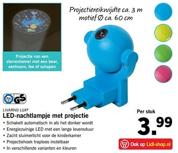 Aanbiedingen Livarno lux led-nachtlampje met projectie - Livarno Lux - Geldig van 13/11/2017 tot 19/11/2017 bij Lidl