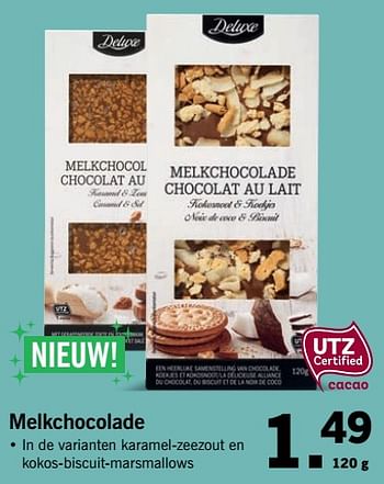 Aanbiedingen Melkchocolade - Deluxe - Geldig van 13/11/2017 tot 19/11/2017 bij Lidl