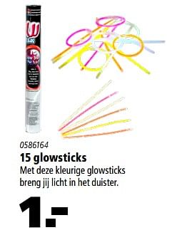 Aanbiedingen 15 glowsticks - Huismerk - Marskramer - Geldig van 10/11/2017 tot 06/12/2017 bij Marskramer