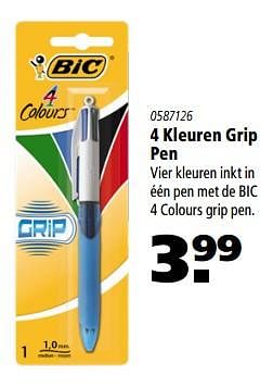 Aanbiedingen 4 kleuren grip pen - BIC - Geldig van 10/11/2017 tot 06/12/2017 bij Marskramer