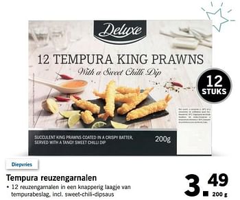 Aanbiedingen Tempura reuzengarnalen - Deluxe - Geldig van 13/11/2017 tot 19/11/2017 bij Lidl