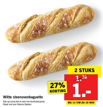 Aanbiedingen Witte steenovenbaguette - Huismerk - Lidl - Geldig van 13/11/2017 tot 19/11/2017 bij Lidl