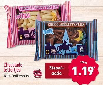 Aanbiedingen Chocolade- lettertjes witte of melkchocolade - Huismerk - Aldi - Geldig van 13/11/2017 tot 19/11/2017 bij Aldi