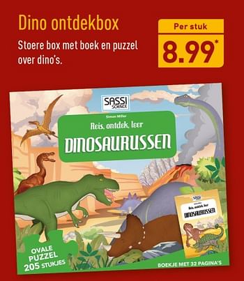Aanbiedingen Dino ontdekbox stoere box met boek en puzzel over dino`s - Sassi - Geldig van 13/11/2017 tot 19/11/2017 bij Aldi