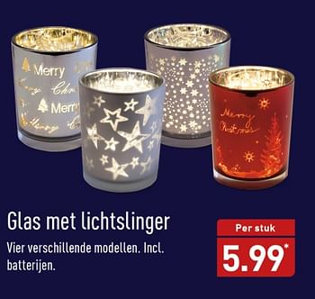Aanbiedingen Glas met lichtslinger vier verschillende modellen. incl. batterijen - Huismerk - Aldi - Geldig van 13/11/2017 tot 19/11/2017 bij Aldi