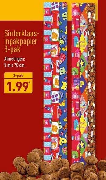 Aanbiedingen Sinterklaasinpakpapier 3-pak - Huismerk - Aldi - Geldig van 13/11/2017 tot 19/11/2017 bij Aldi