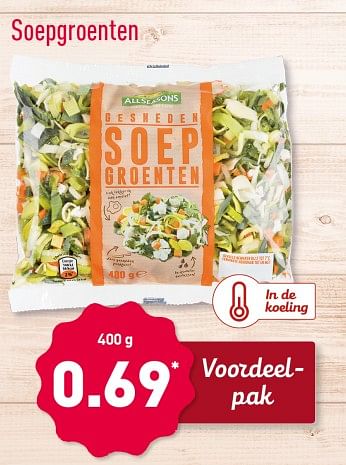 Aanbiedingen Soepgroenten - All Seasons - Geldig van 13/11/2017 tot 19/11/2017 bij Aldi