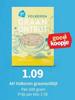 Aanbiedingen Ah volkoren graanontbijt - Huismerk - Albert Heijn - Geldig van 13/11/2017 tot 19/11/2017 bij Albert Heijn