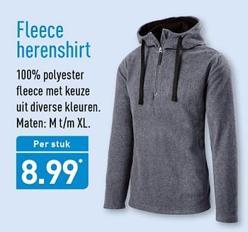 Aanbiedingen Fleece herenshirt 100 polyester fleece met keuze uit diverse kleuren - Huismerk - Aldi - Geldig van 13/11/2017 tot 19/11/2017 bij Aldi