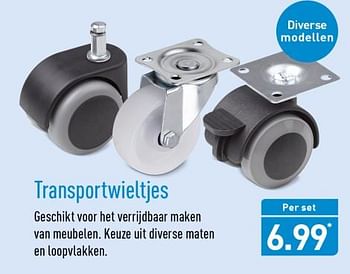 Aanbiedingen Transportwieltjes geschikt voor het verrijdbaar maken van meubelen. keuze uit diverse maten en loopvlakken - Huismerk - Aldi - Geldig van 13/11/2017 tot 19/11/2017 bij Aldi