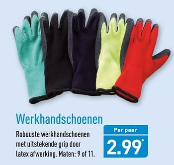Aanbiedingen Werkhandschoenen robuuste werkhandschoenen met uitstekende grip door latex afwerking - Huismerk - Aldi - Geldig van 13/11/2017 tot 19/11/2017 bij Aldi