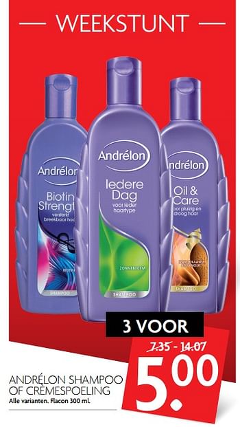 Aanbiedingen Andrélon shampoo of crèmespoeling - Andrelon - Geldig van 12/11/2017 tot 18/11/2017 bij Deka Markt