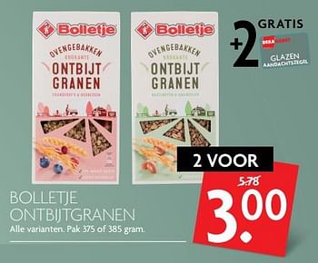 Aanbiedingen Bolletje ontbijtgranen - Bolletje - Geldig van 12/11/2017 tot 18/11/2017 bij Deka Markt