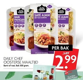 Aanbiedingen Daily chef oosterse maaltijd bami of nasi - Daily chef - Geldig van 12/11/2017 tot 18/11/2017 bij Deka Markt