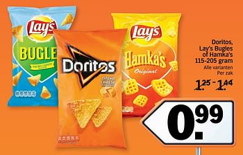 Aanbiedingen Doritos, lay`s bugles of hamka`s - Huismerk - Albert Heijn - Geldig van 13/11/2017 tot 19/11/2017 bij Albert Heijn