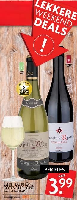 Aanbiedingen Esprit du rhone - Witte wijnen - Geldig van 12/11/2017 tot 18/11/2017 bij Deka Markt