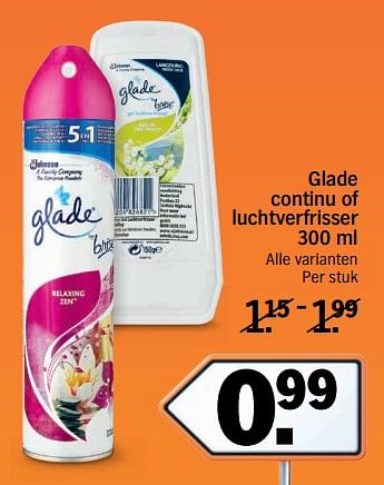 Aanbiedingen Glade continu of luchtverfrisser - Glade - Geldig van 13/11/2017 tot 19/11/2017 bij Albert Heijn