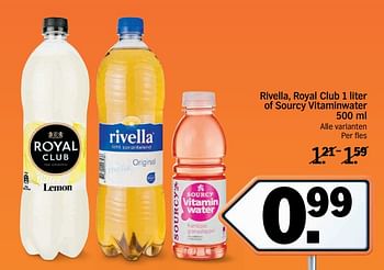 Aanbiedingen Rivella, royal club of sourcy vitaminwater - Huismerk - Albert Heijn - Geldig van 13/11/2017 tot 19/11/2017 bij Albert Heijn