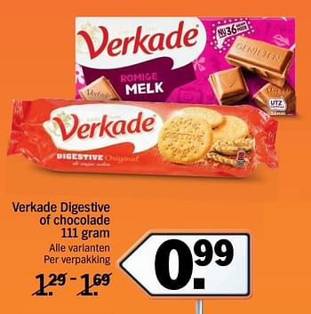 Aanbiedingen Verkade digestive of chocolade - Verkade - Geldig van 13/11/2017 tot 19/11/2017 bij Albert Heijn