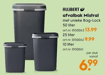 Aanbiedingen Afvalbak mistral - Allibert - Geldig van 11/11/2017 tot 22/11/2017 bij Blokker