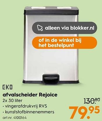 Aanbiedingen Afvalscheider rejoice - Eko - Geldig van 11/11/2017 tot 22/11/2017 bij Blokker