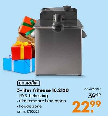 Aanbiedingen Bourgini 3-liter friteuse 18.2120 - Bourgini - Geldig van 11/11/2017 tot 22/11/2017 bij Blokker