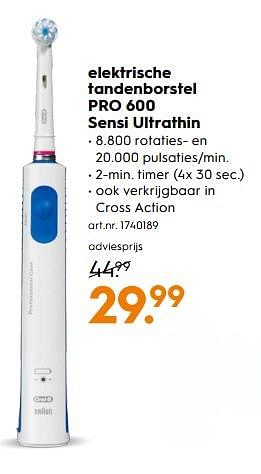 Aanbiedingen Oral-b elektrische tandenborstel pro 600 sensi ultrathin - Oral-B - Geldig van 11/11/2017 tot 22/11/2017 bij Blokker
