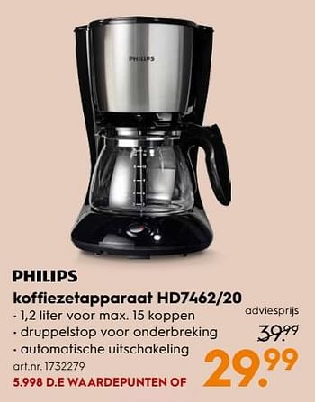 Aanbiedingen Philips koffiezetapparaat hd7462-20 - Philips - Geldig van 11/11/2017 tot 22/11/2017 bij Blokker